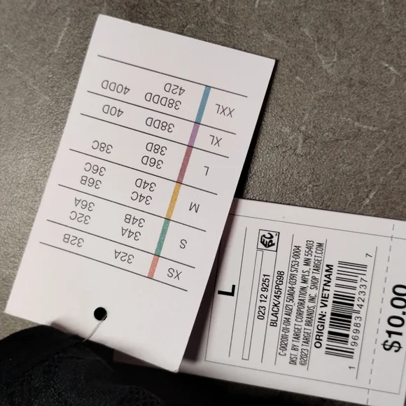 Auden Black Floral Lace Bra Size Large NWT - Picture 6 of 6